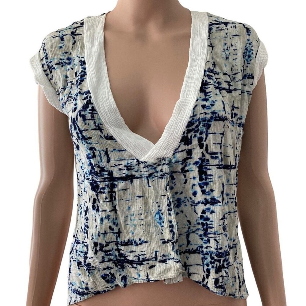 Zara Collection Shirt Womens 5 Blue White Multi Patterned Juniors